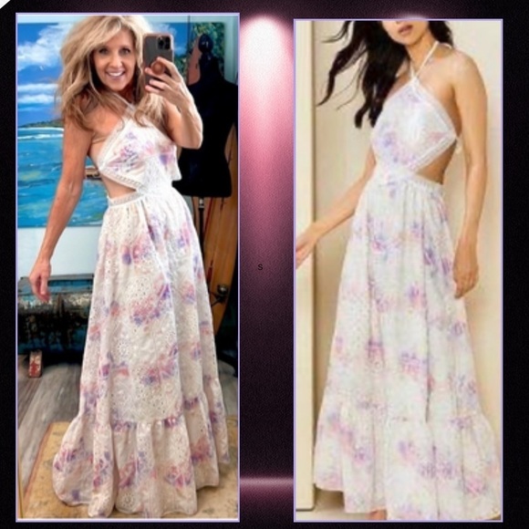 NWT Gianni Bini Delaney Embroidered
Eyelet Halter in Cosmic,Side Cut-Out, Size 6 - Picture 10 of 16